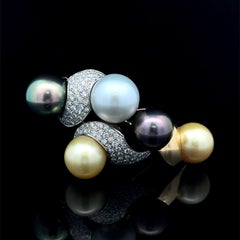 Broche Autore de perlas y diamantes Circa 1990s