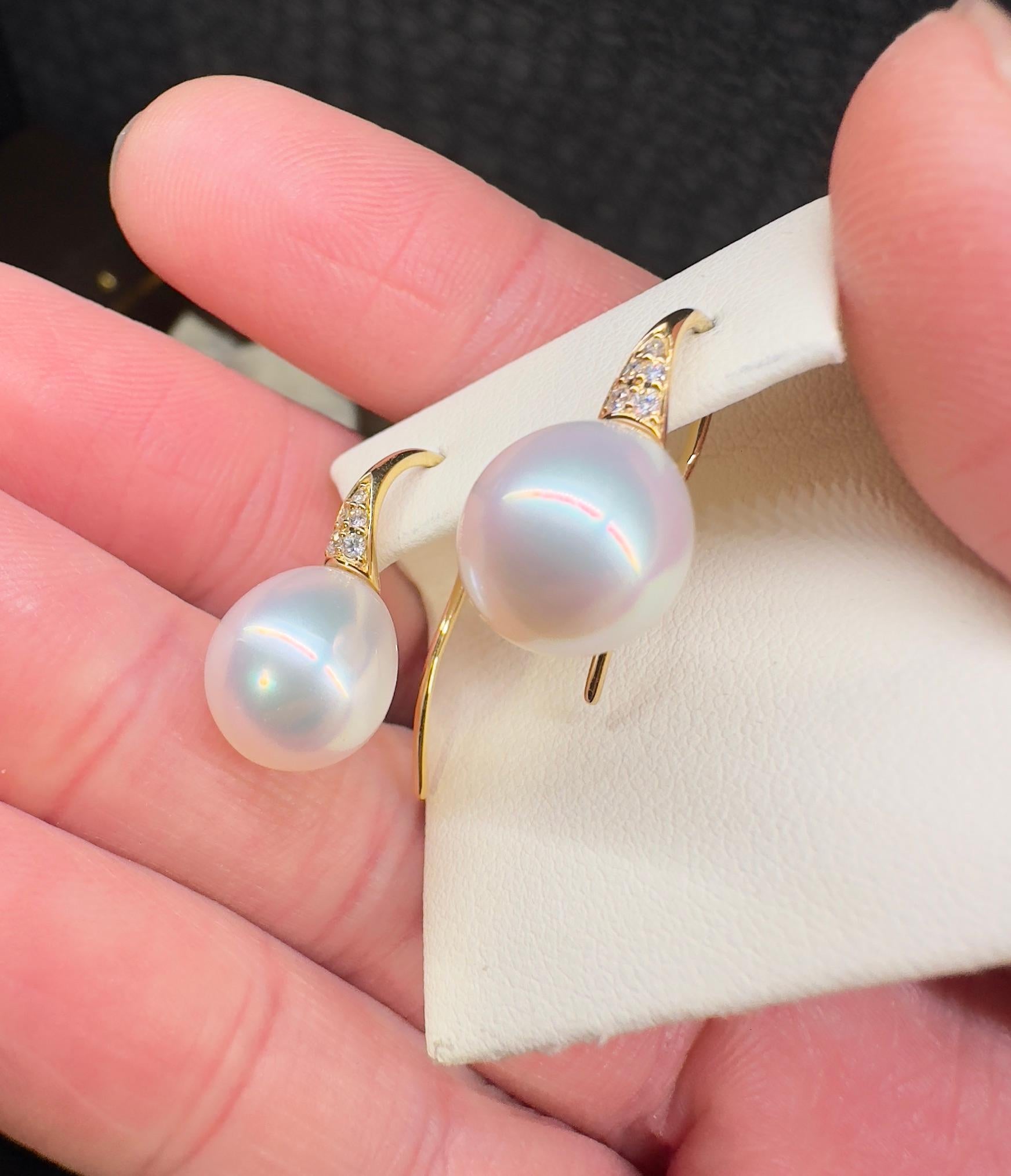 Autore Perle und Diamant  Ohrring aus Gelbgold für Damen oder Herren im Angebot