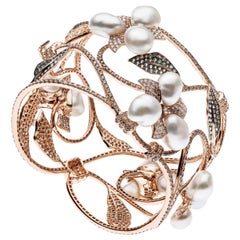 Autore South Sea Keshi Pearl Diamond Sapphire Cuff Bracelet