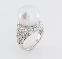 Autore South Sea Pearl Diamond White Gold Cocktail Ring