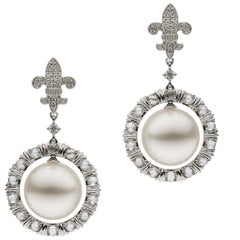 Autore South Sea Pearl Fleur-de-Lis Earrings