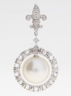 Autore South Sea Pearl Fleur-de-Lis Earrings