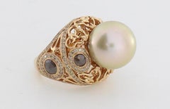 Autore South Sea Pearl Iron Lattice Diamond Ring