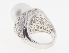 Autore South Sea Pearl Iron Lattice Ring