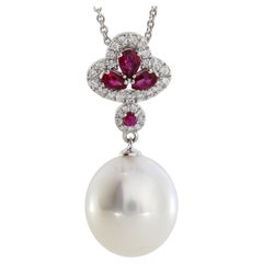 Autore South Sea Pearl Red Ruby Pendant