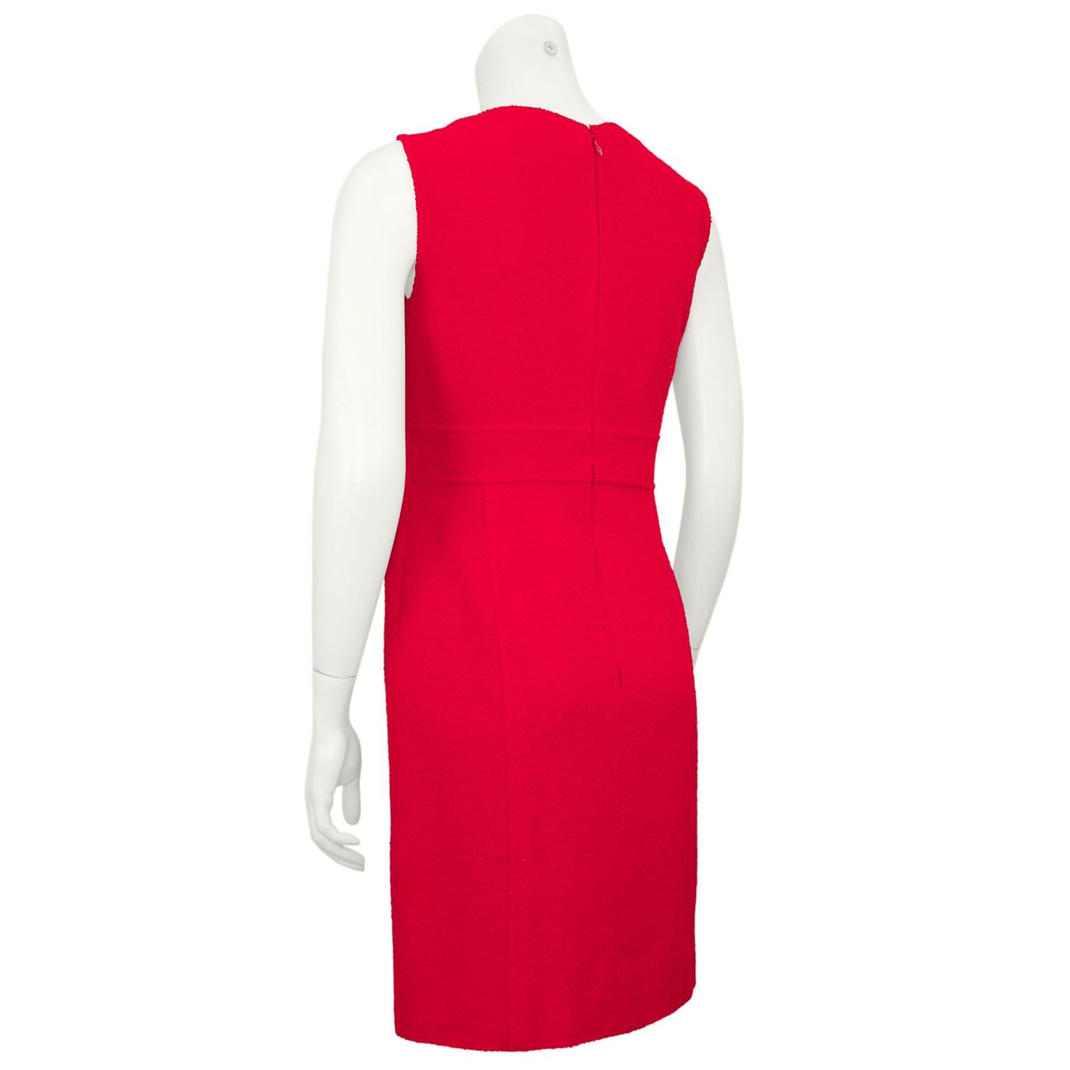 Red Autumn 1995 Chanel Magenta Boucle Dress For Sale