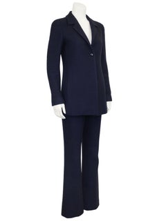 Autumn 2000 Chanel Ink Blue Cashmere Trouser Suit