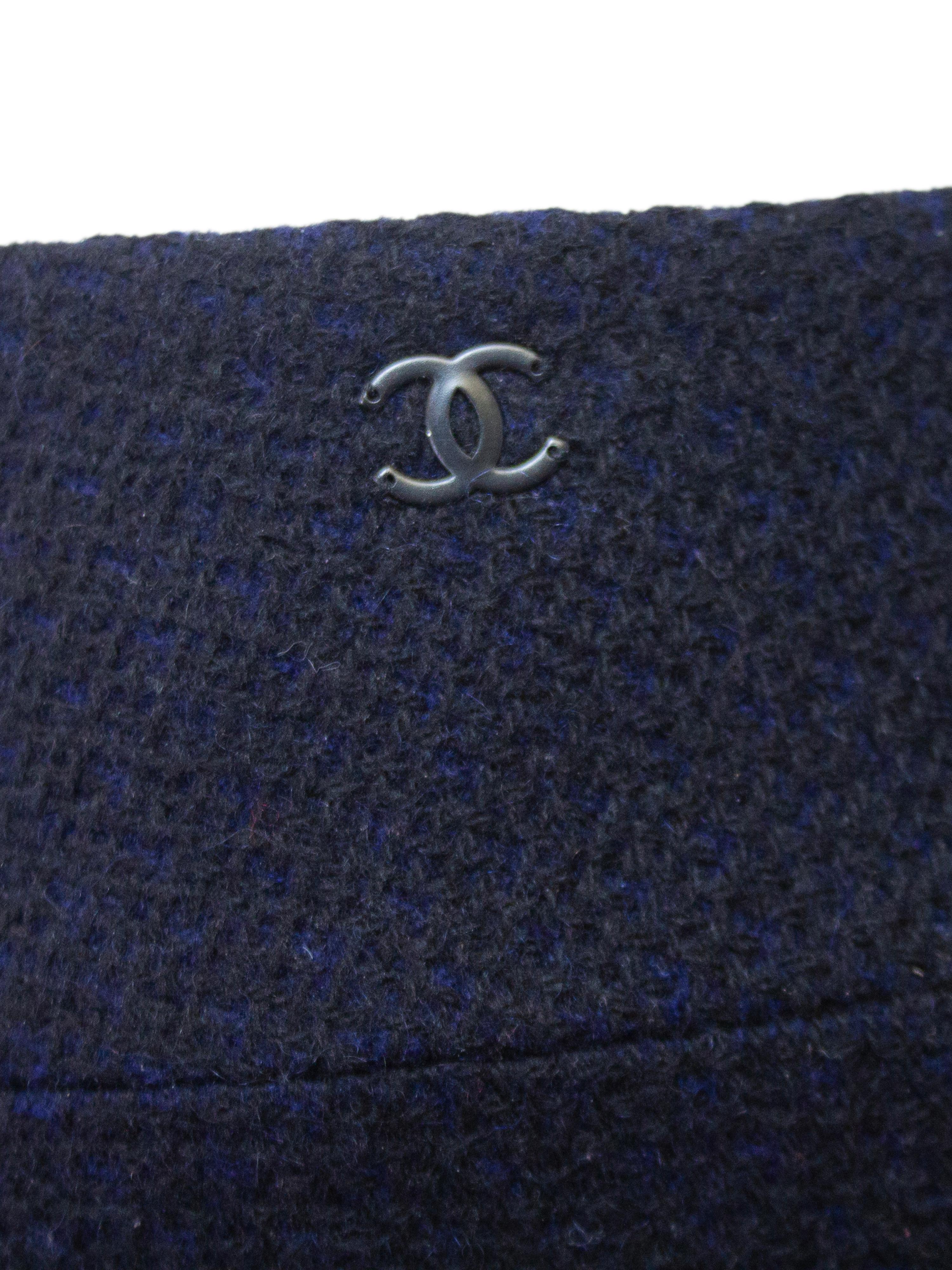 Automne 2000 Chanel - Ensemble pantalon en cachemire bleu encre en vente 1