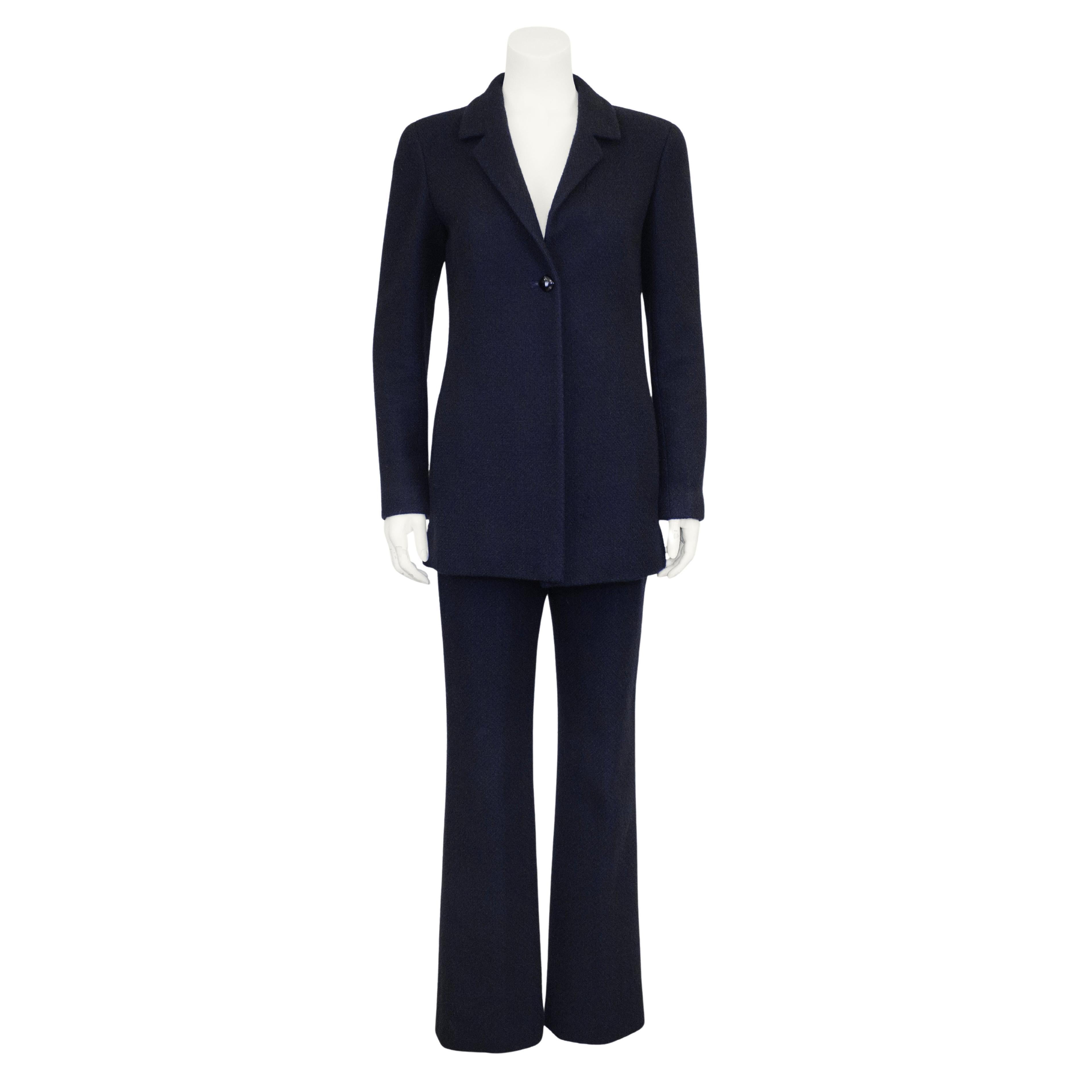 Autunno 2000 Chanel, abito con pantaloni in cashmere blu inchiostro