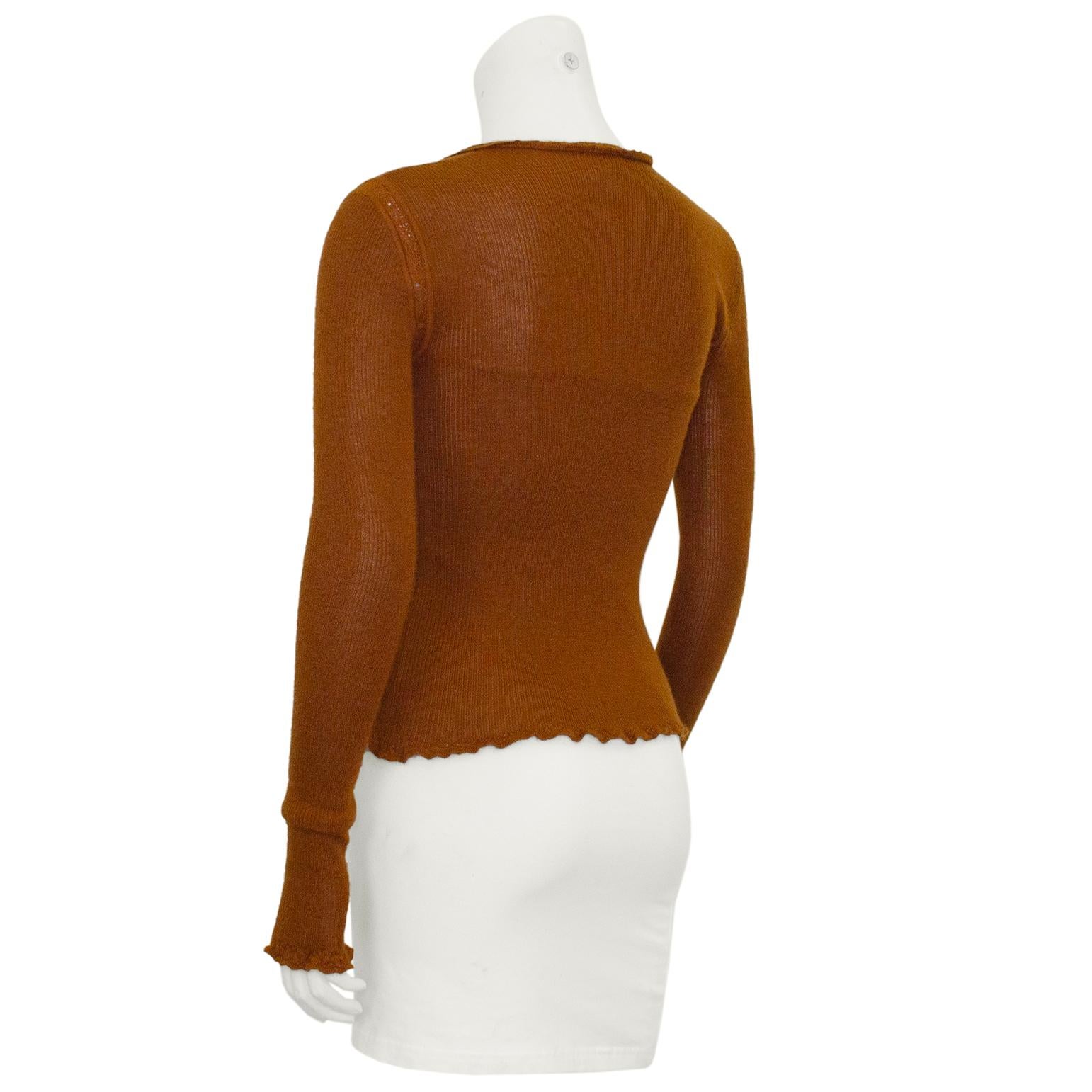 Autumn 2003 Chanel Rust Brown Cashmere and Silk Sweater In Good Condition For Sale In Toronto, Ontario