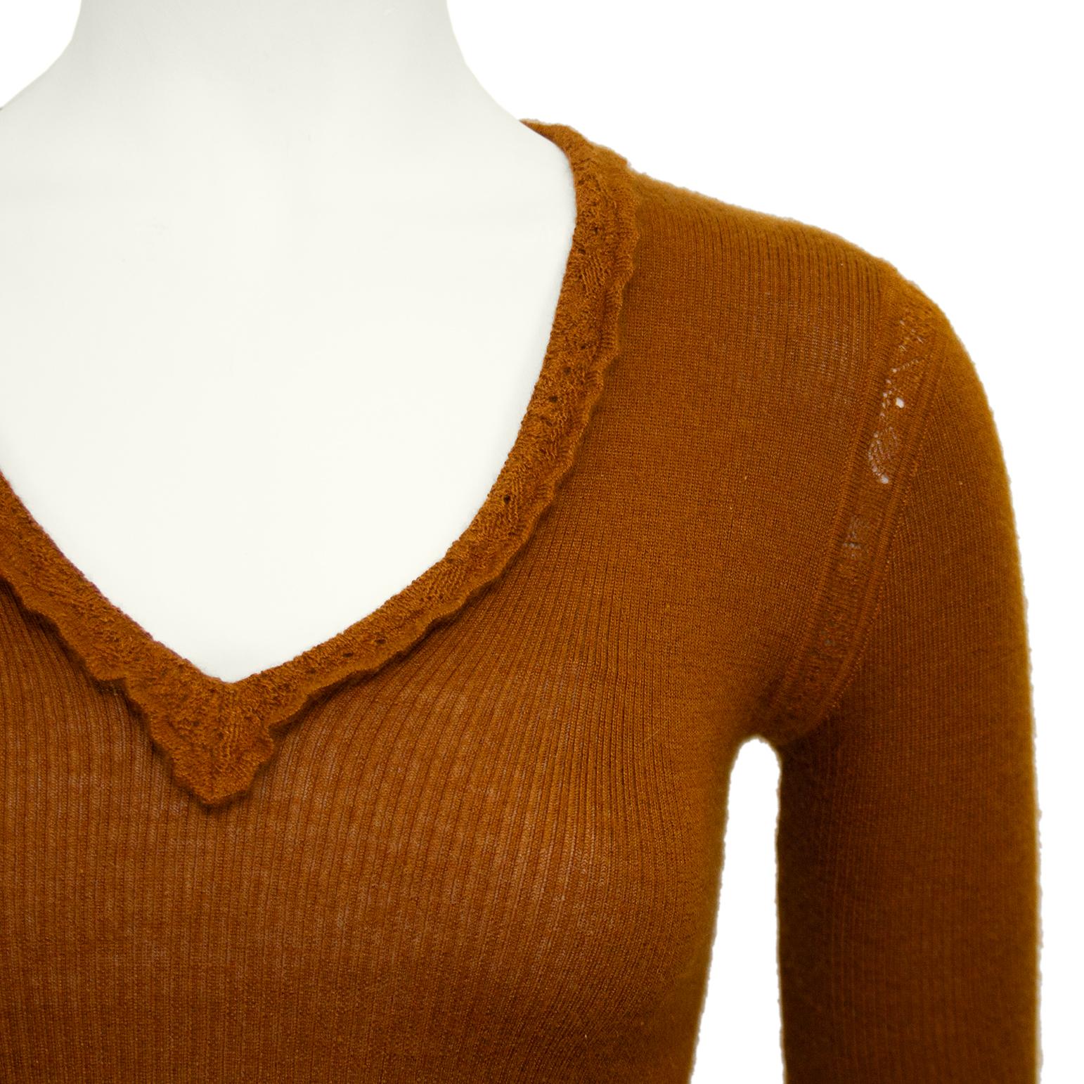Women's Autumn 2003 Chanel Rust Brown Cashmere and Silk Sweater For Sale