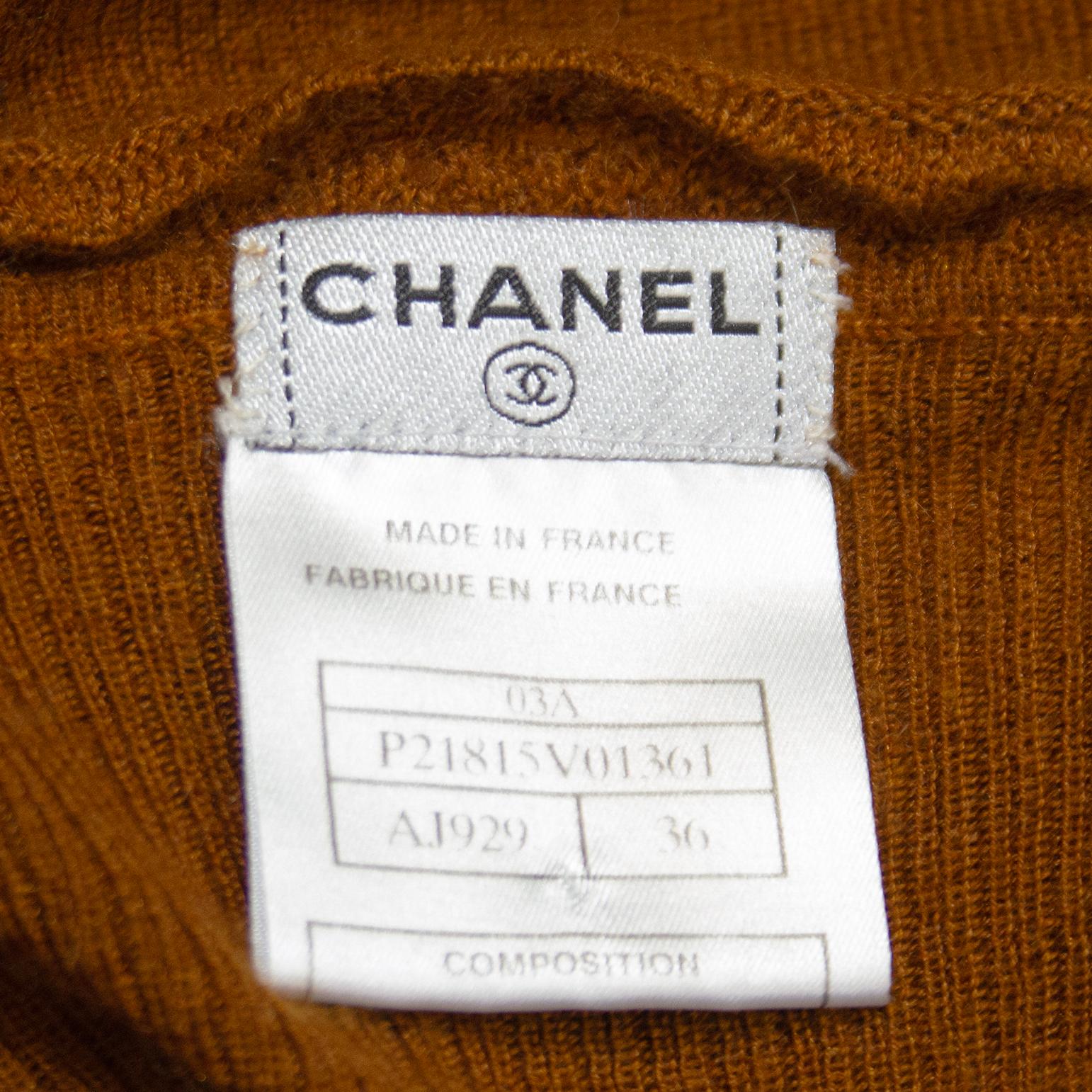 Autumn 2003 Chanel Rust Brown Cashmere and Silk Sweater For Sale 2