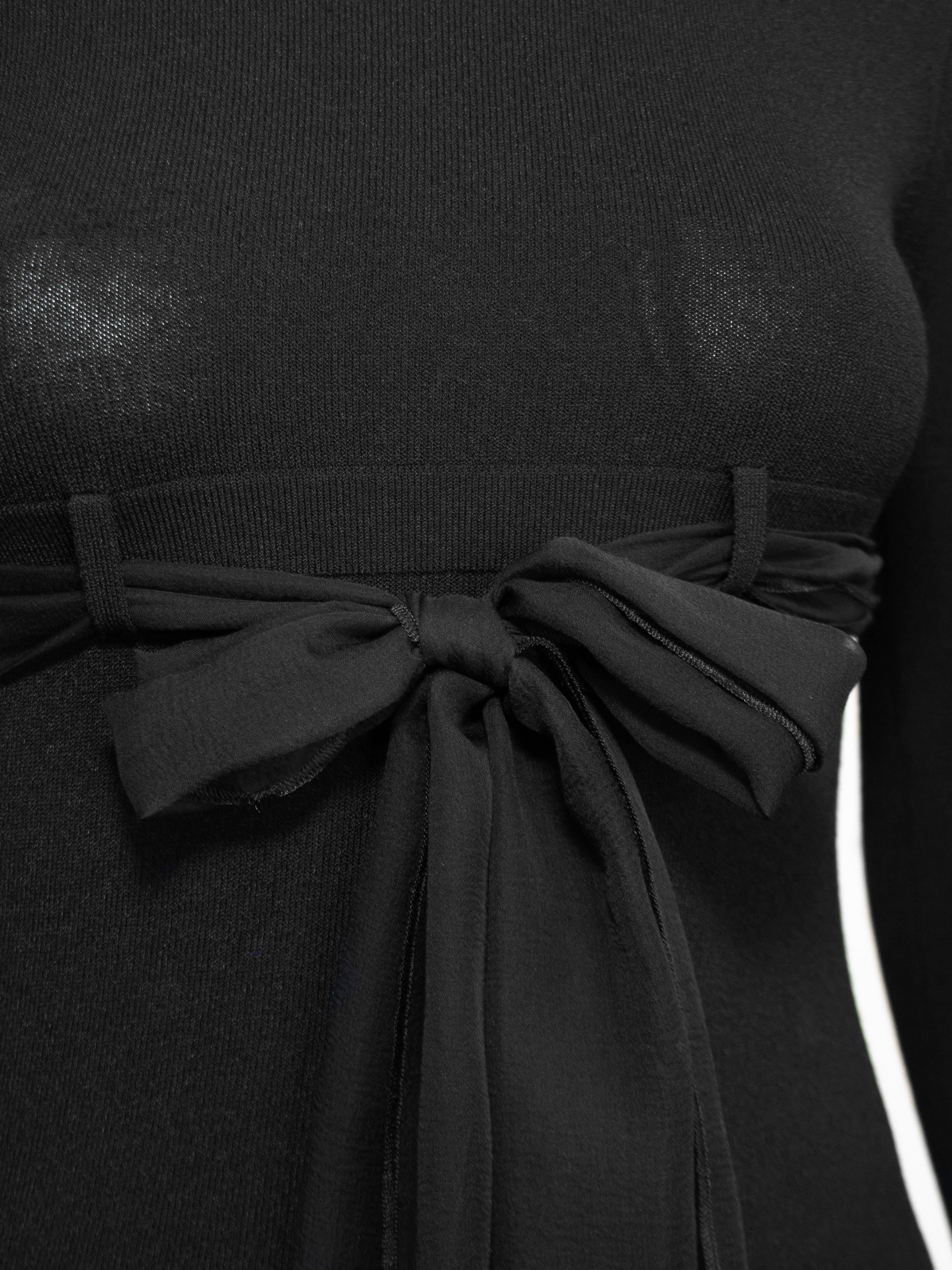 Women's Autumn 2004 Chanel Black Sweater with Chiffon Ties For Sale