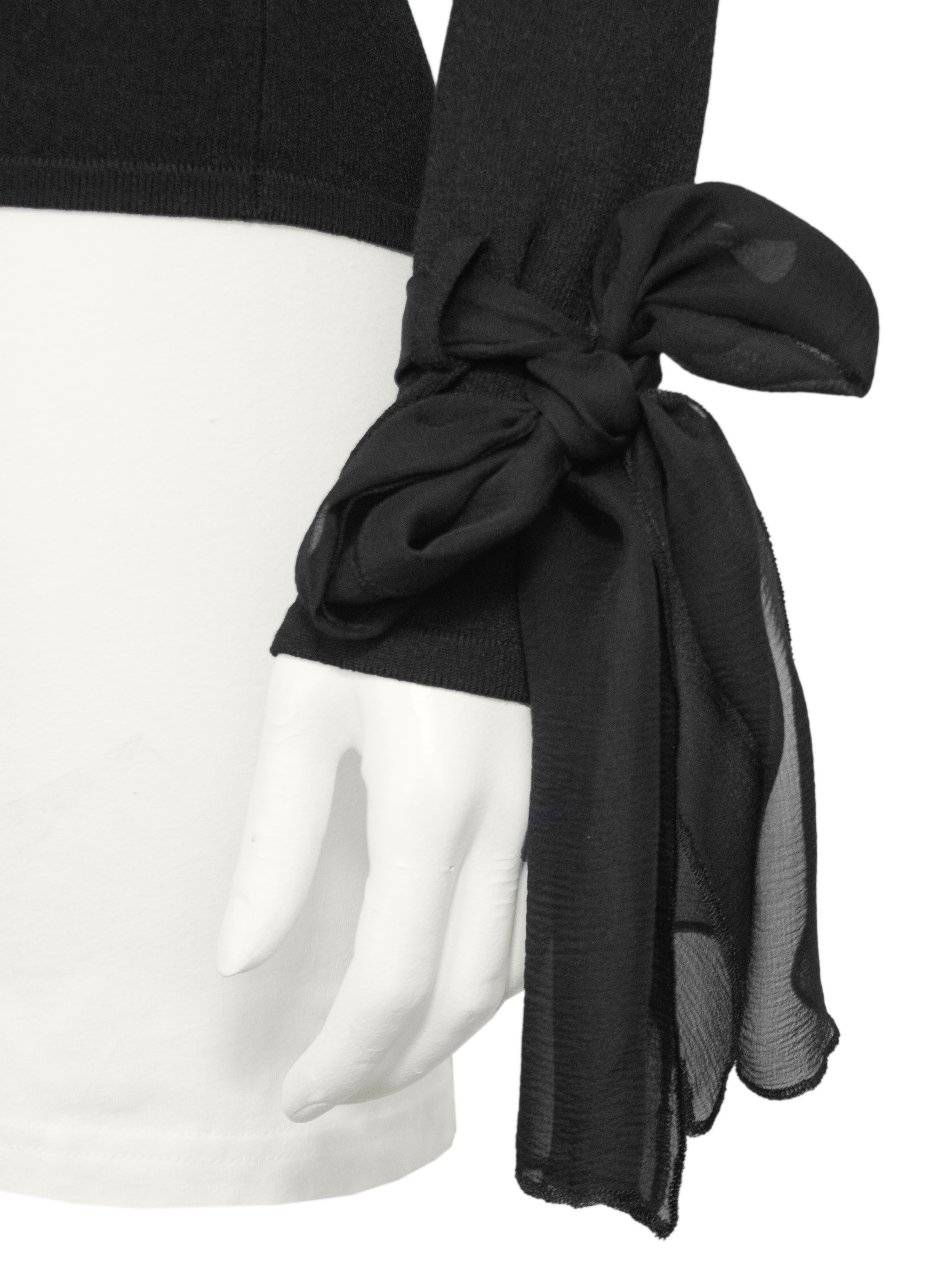 Autumn 2004 Chanel Black Sweater with Chiffon Ties For Sale 1