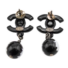 Autumn 2012 Chanel Black Resin Earrings with White Cameos