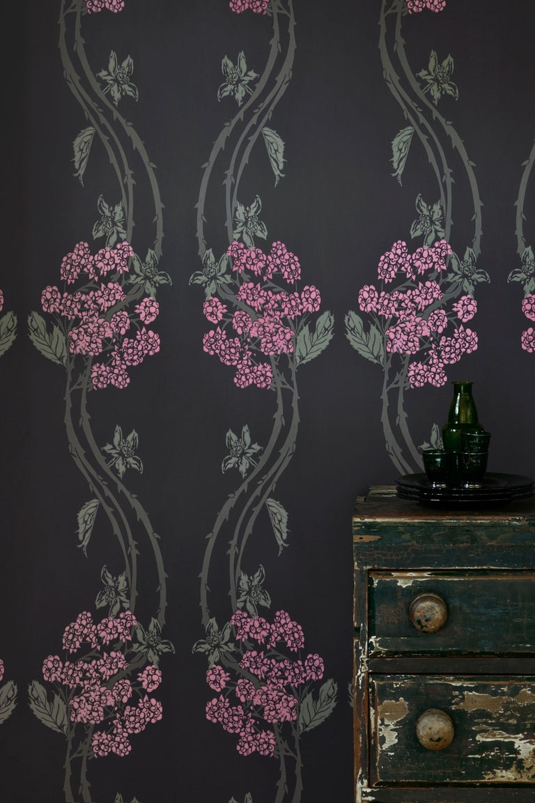 ‘Autumn Berry’ Contemporary, Traditional Wallpaper in Blackberry For