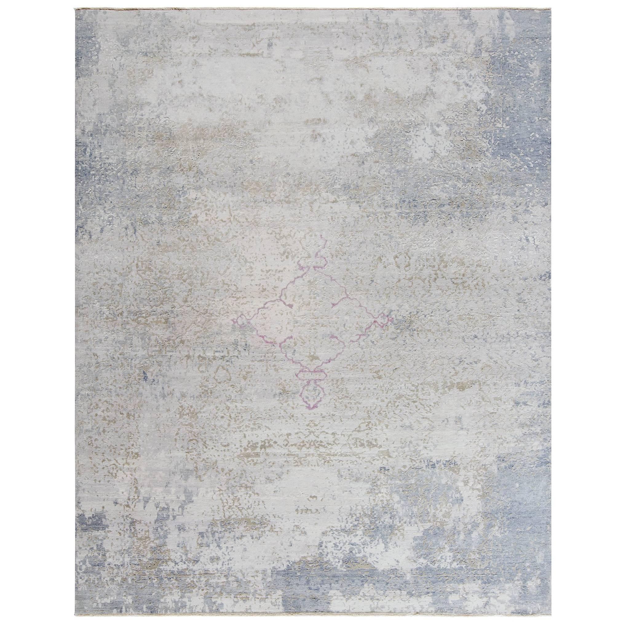 Modern Hand-Knotted Autumn Collection Rug in Silk and Wool by Thibault Van Renne For Sale