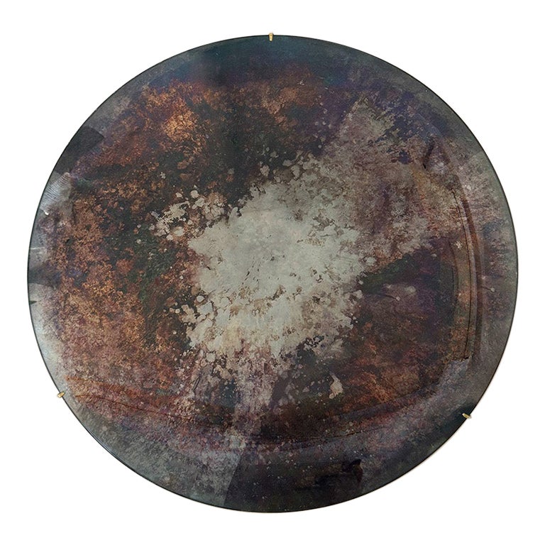 Herbstwald Designer-Skulpturenspiegel mit Silber und Glas von Homa