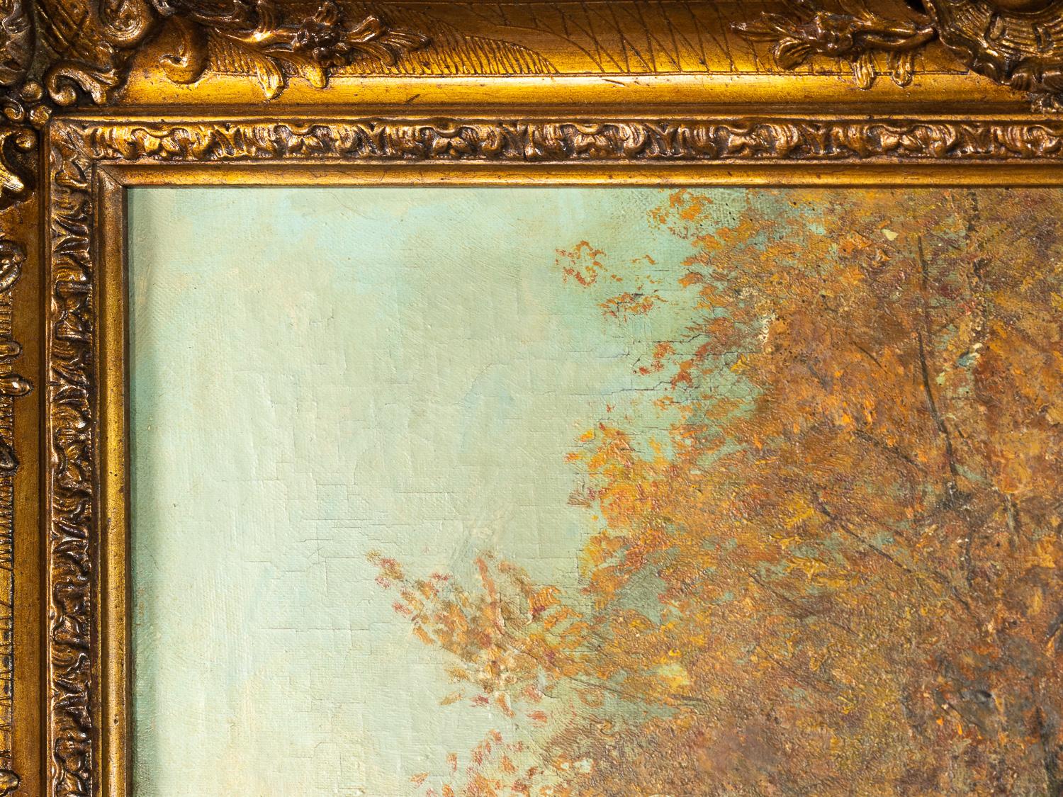 Oiled Autumn Fox Hunting Oil Painting, 20th century For Sale