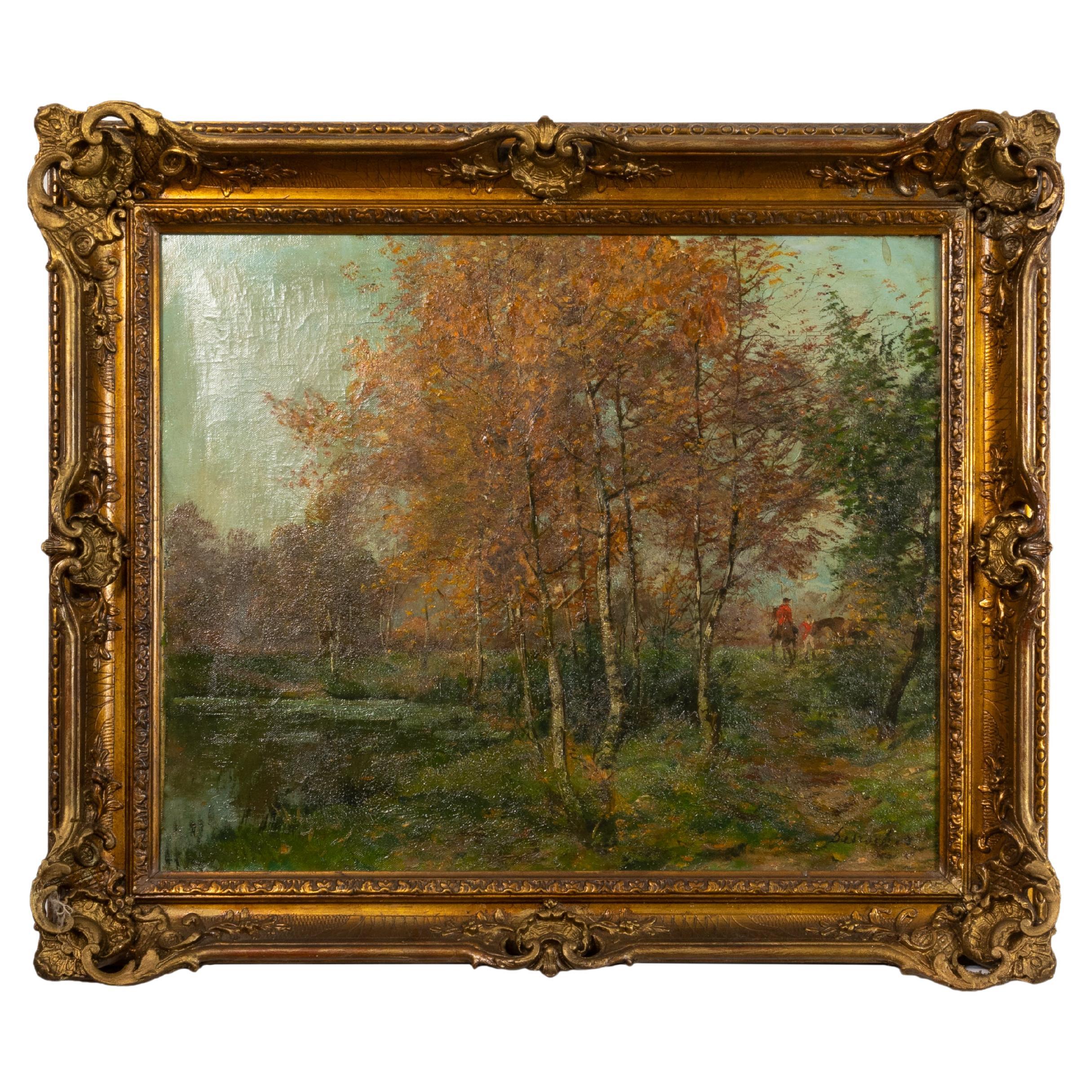 Autumn Fox Hunting Oil Painting, 20th century