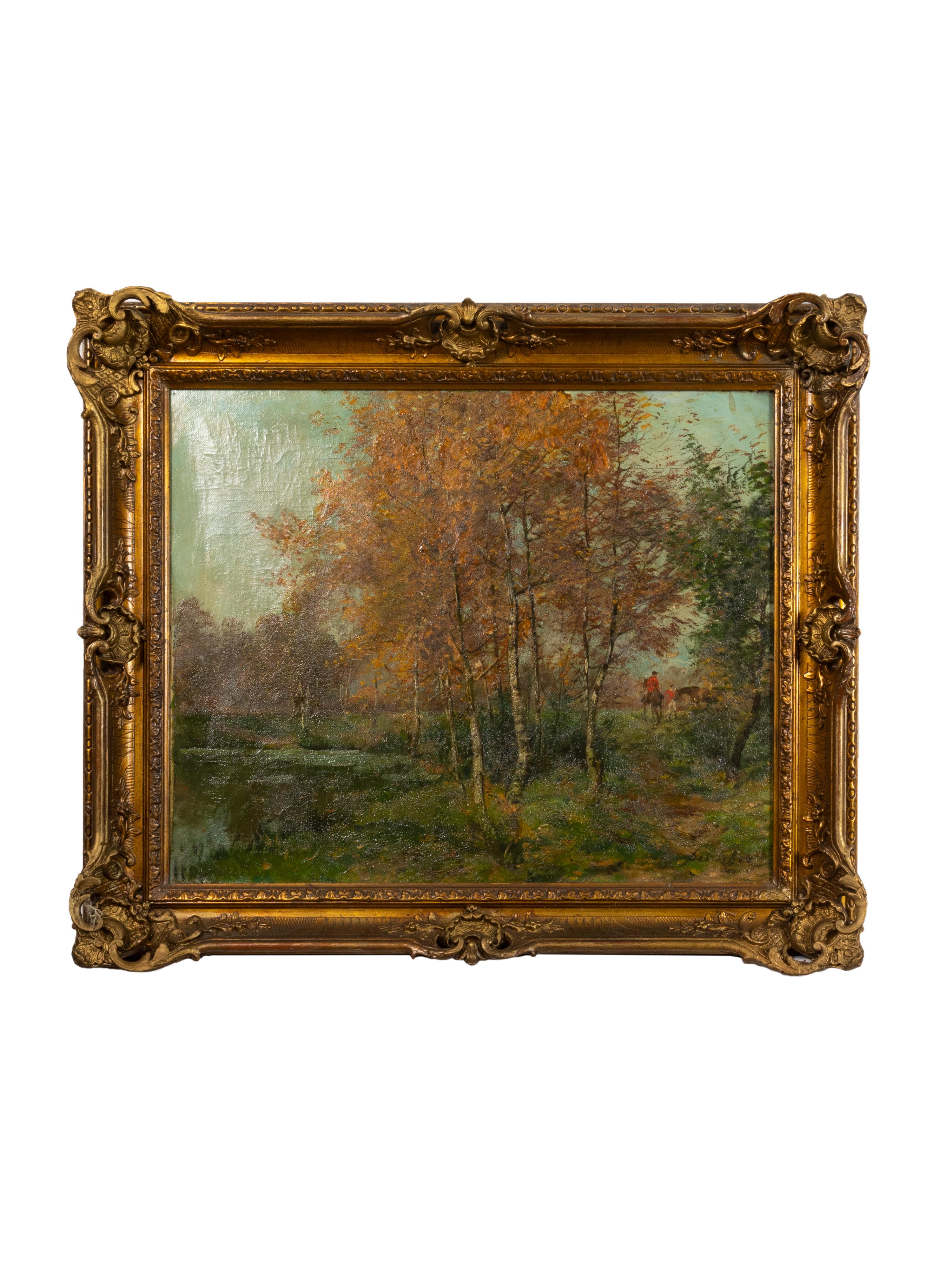 Herbst Fuchsjagd Gemälde Gerahmt, 20th Century Fox im Zustand „Gut“ im Angebot in Lisbon, PT