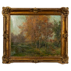 Autumn Fox Hunting Painting Framed, 20th Century