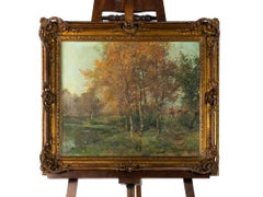 Autumn Fox Hunting Painting, Oiled on Canvas, Framed, 20th Century