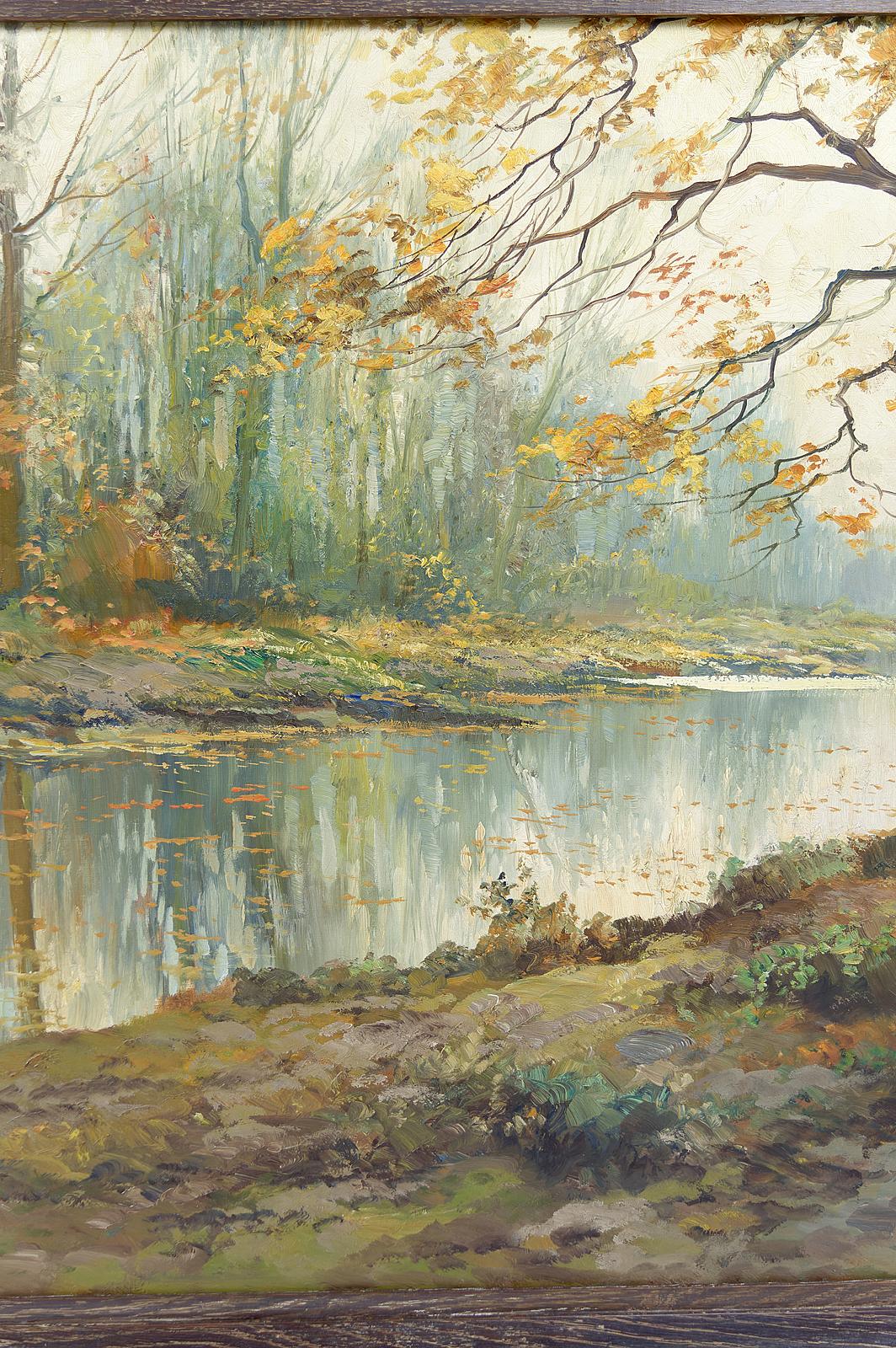 French Autumn Landscape, impressionist painting by Kees Terlouw, France, circa 1910 For Sale