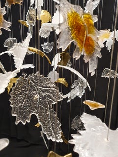 "Autumn Leaves" Art Glass Light Installation by Edith Baranska