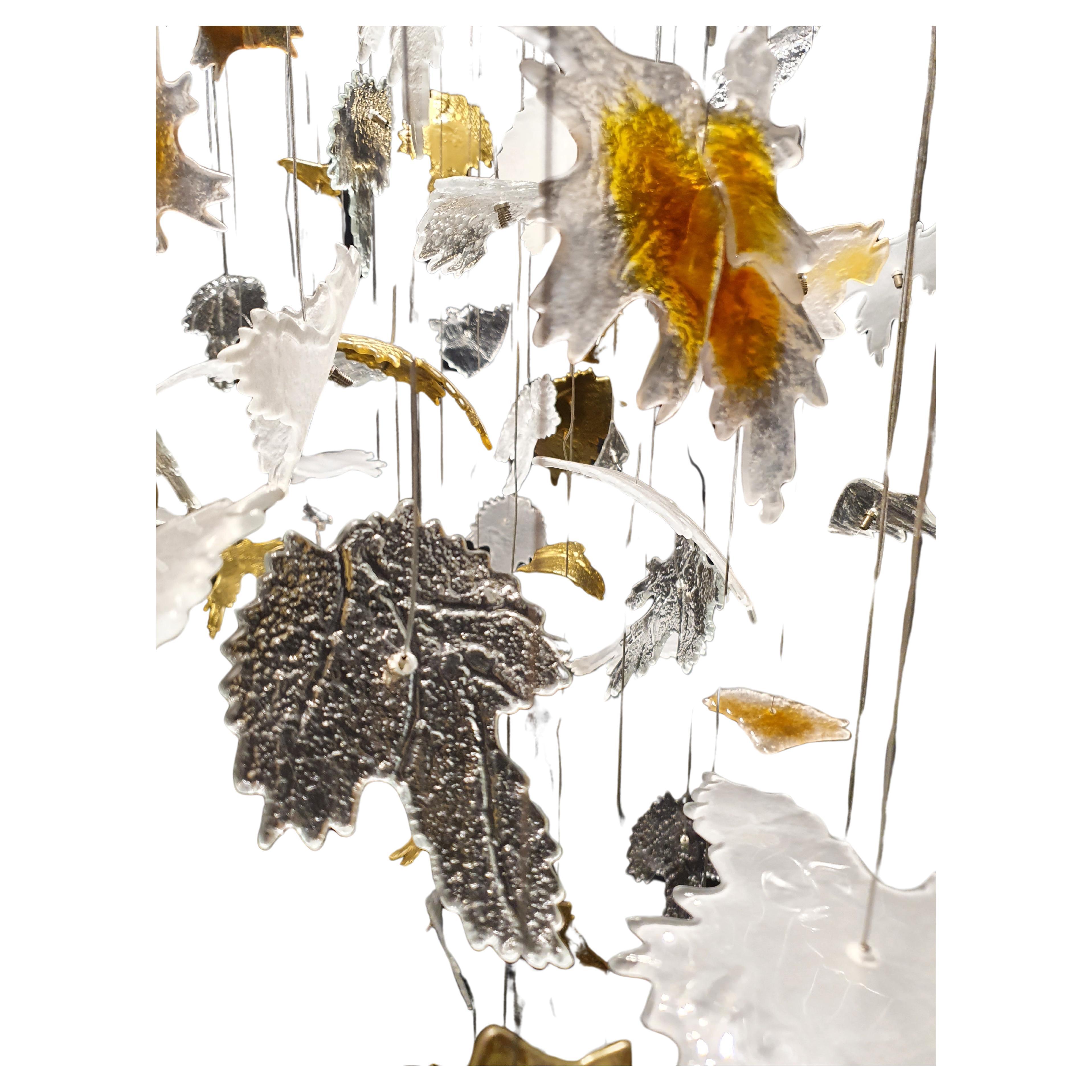 "Autumn Leaves" Art Glass Light Installation by Edith Baranska For Sale