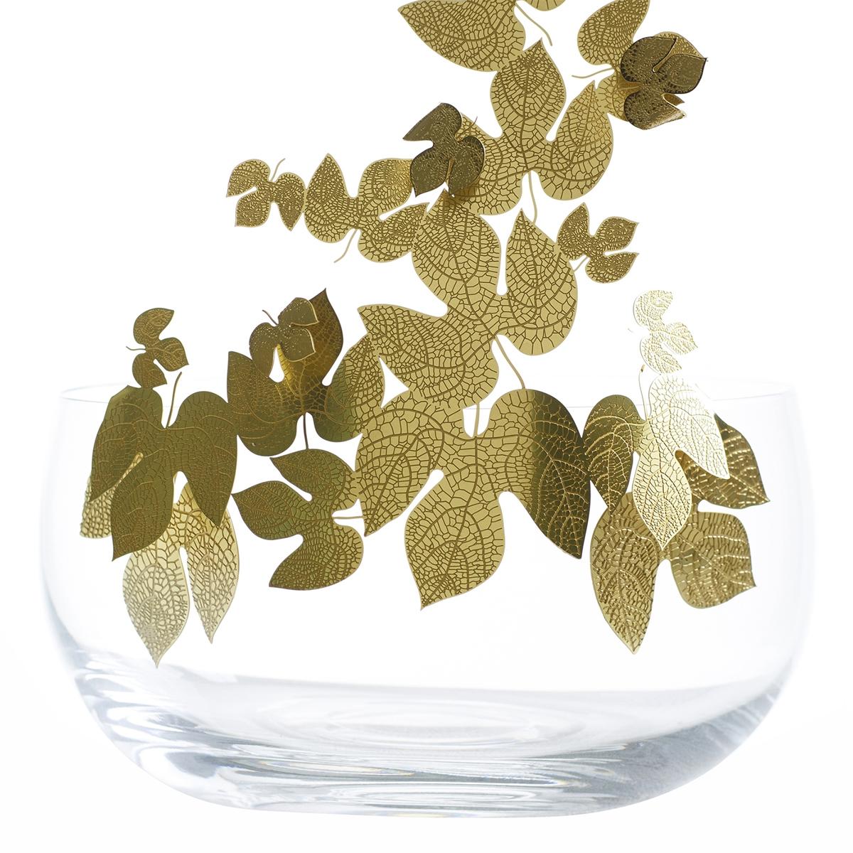 Italian Autumn Leaves Bowl with Crystal Glass For Sale