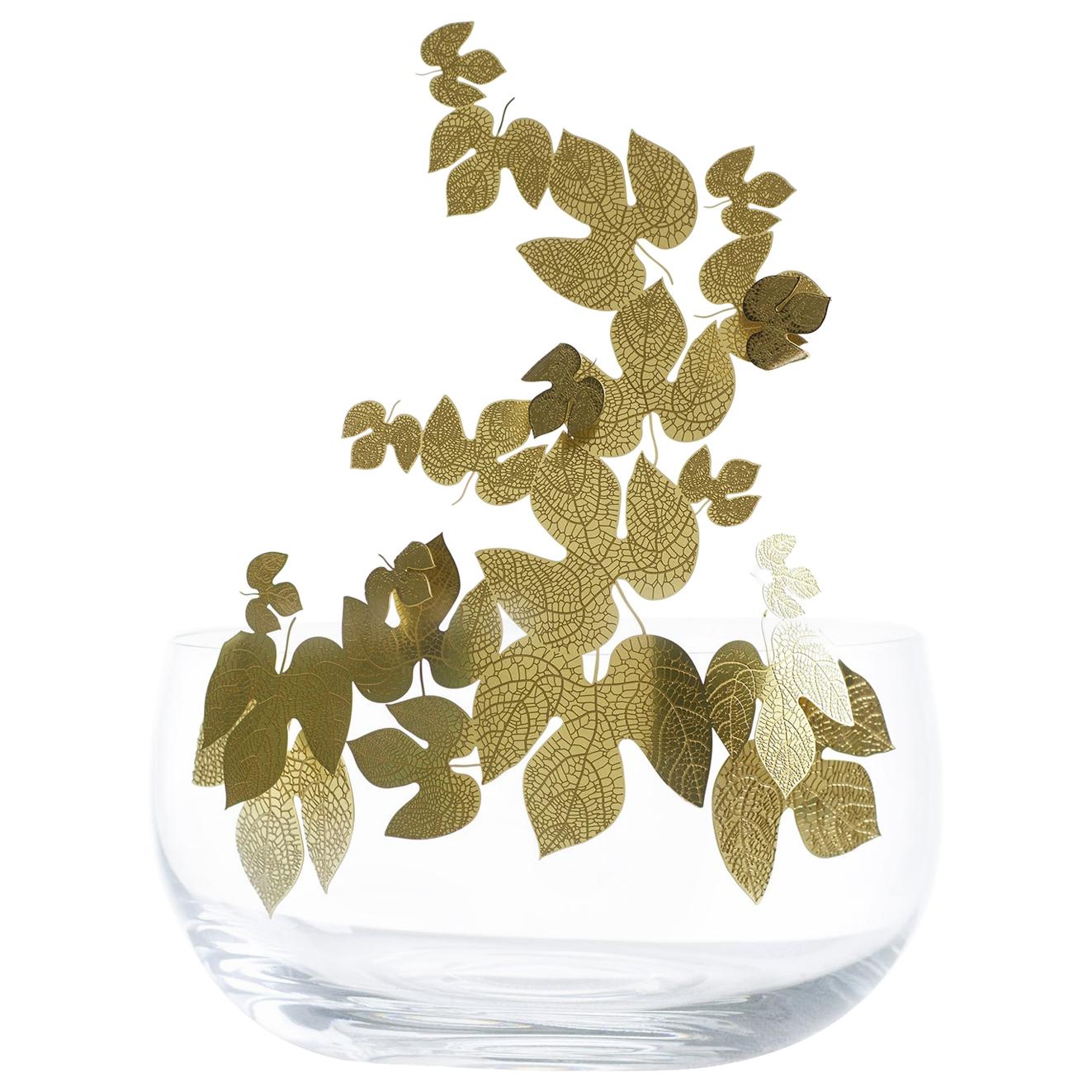 Bol à feuilles d'automne avec verre en cristal en vente