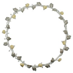 Vintage Autumn Leaves Fancy Color Diamond Necklace in 18k White Gold 15.30 Carats