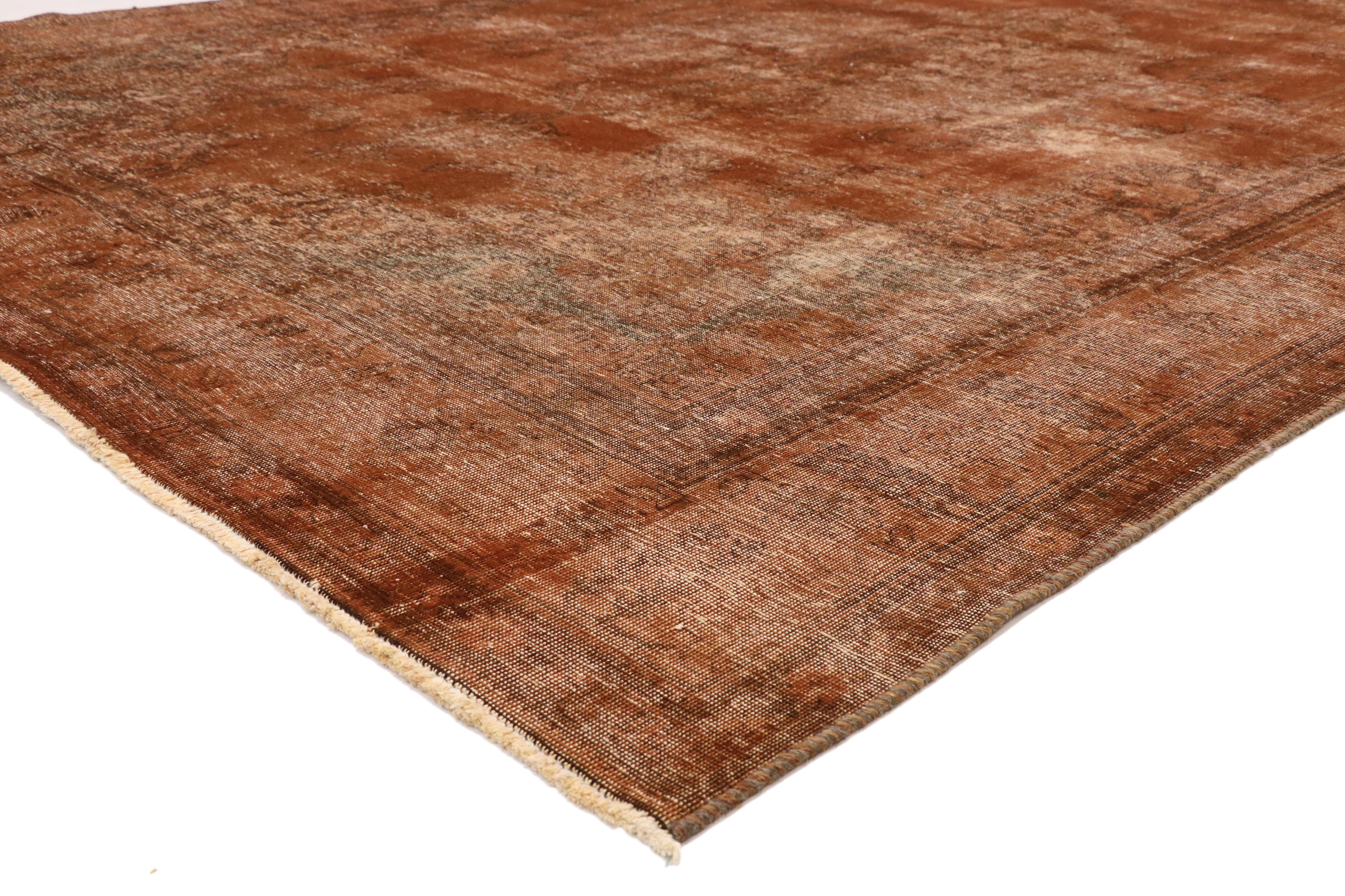 Autumn Maple Distressed Vintage Turkish Rug with Rustic Industrial Luxe Style 5