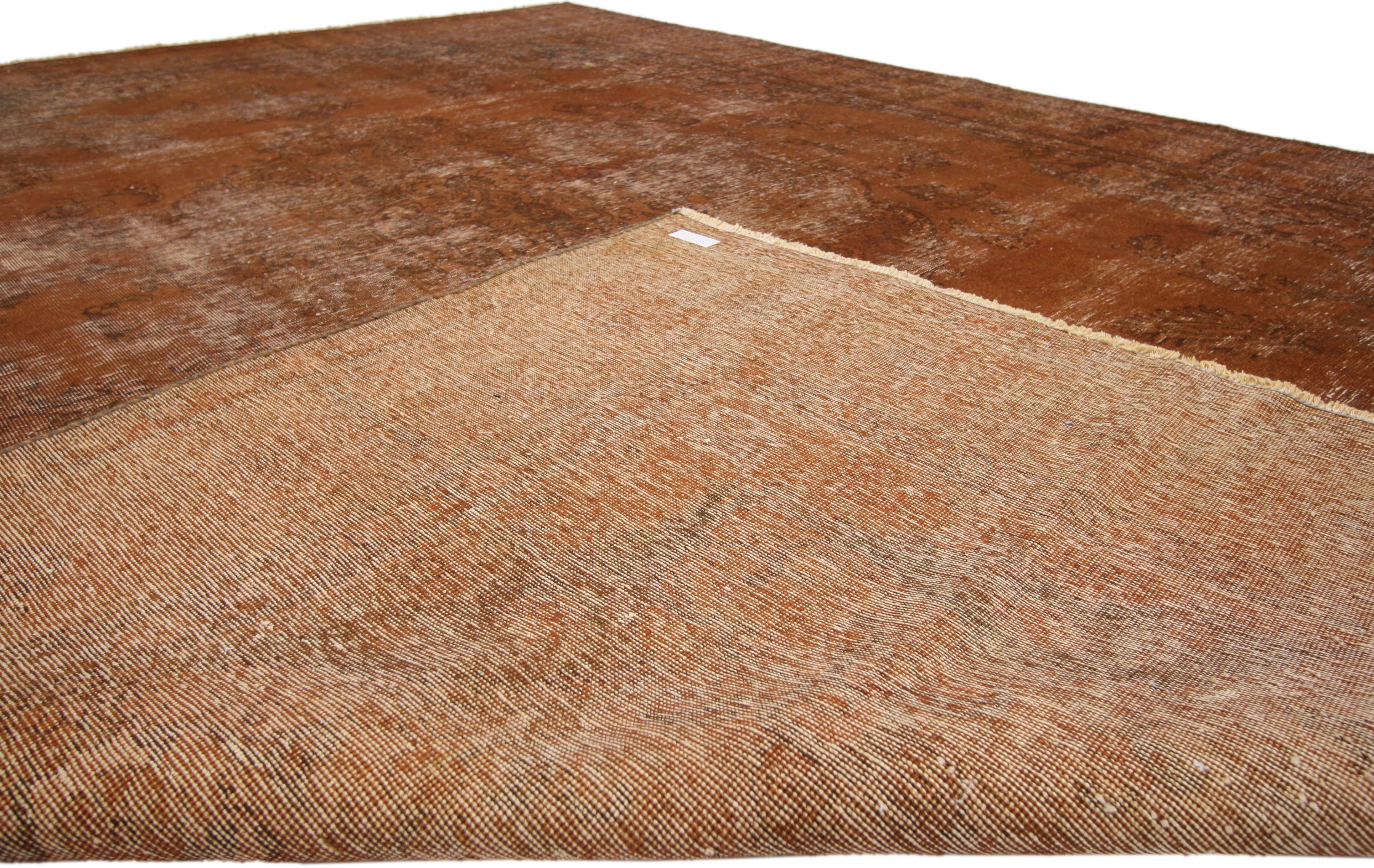 Autumn Maple Distressed Vintage Turkish Rug with Rustic Industrial Luxe Style In Distressed Condition In Dallas, TX