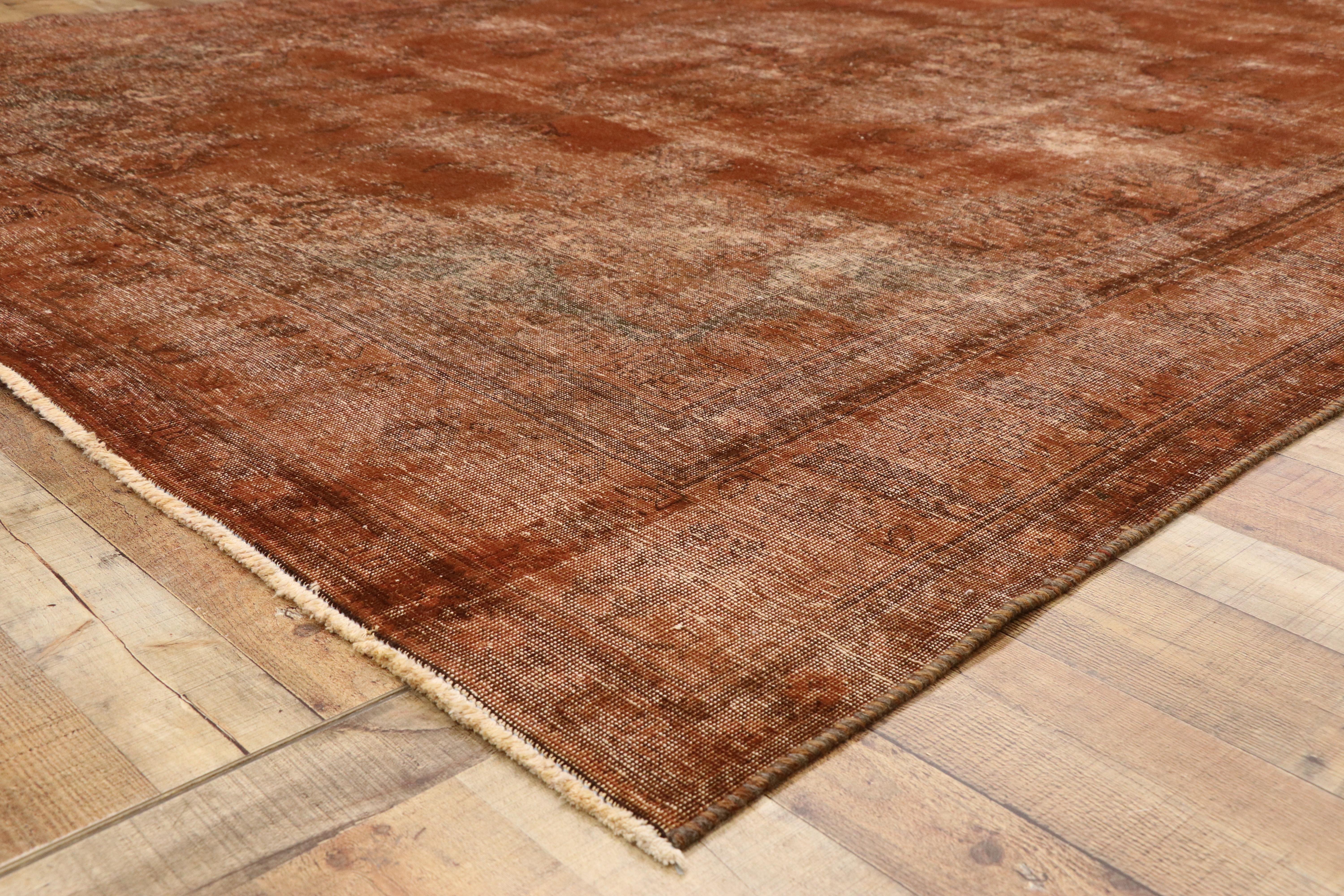 Autumn Maple Distressed Vintage Turkish Rug with Rustic Industrial Luxe Style 1