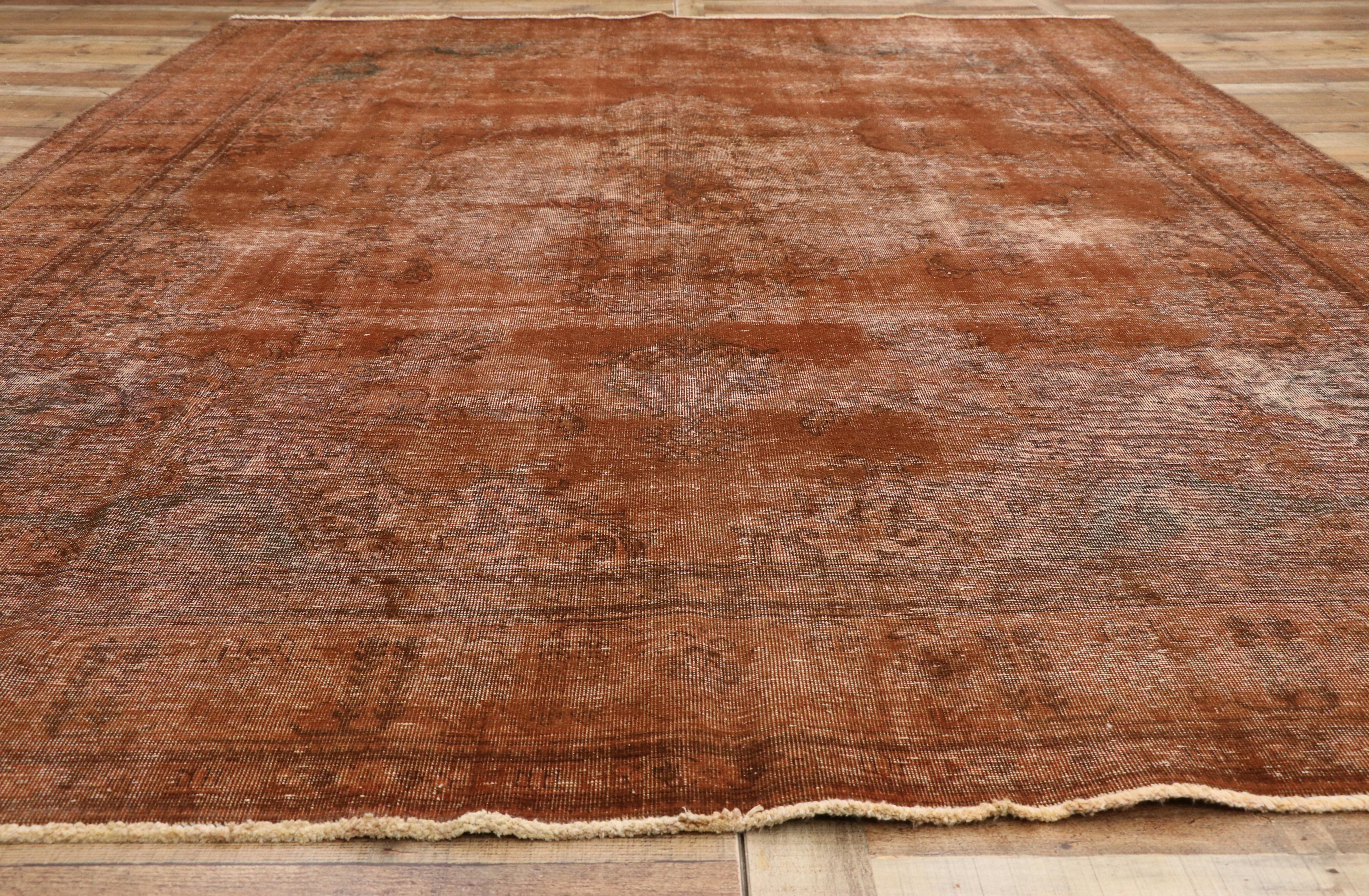 Autumn Maple Distressed Vintage Turkish Rug with Rustic Industrial Luxe Style 2