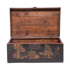 "Autumn Offerings" 19th Century Chinese Painted Trunk