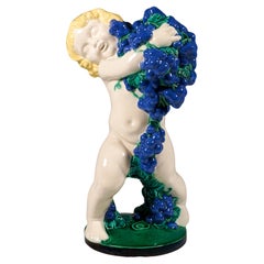 'Autumn', Putto With Grapes, by Michael Powolny, Vienna Ceramics, 1913-1919