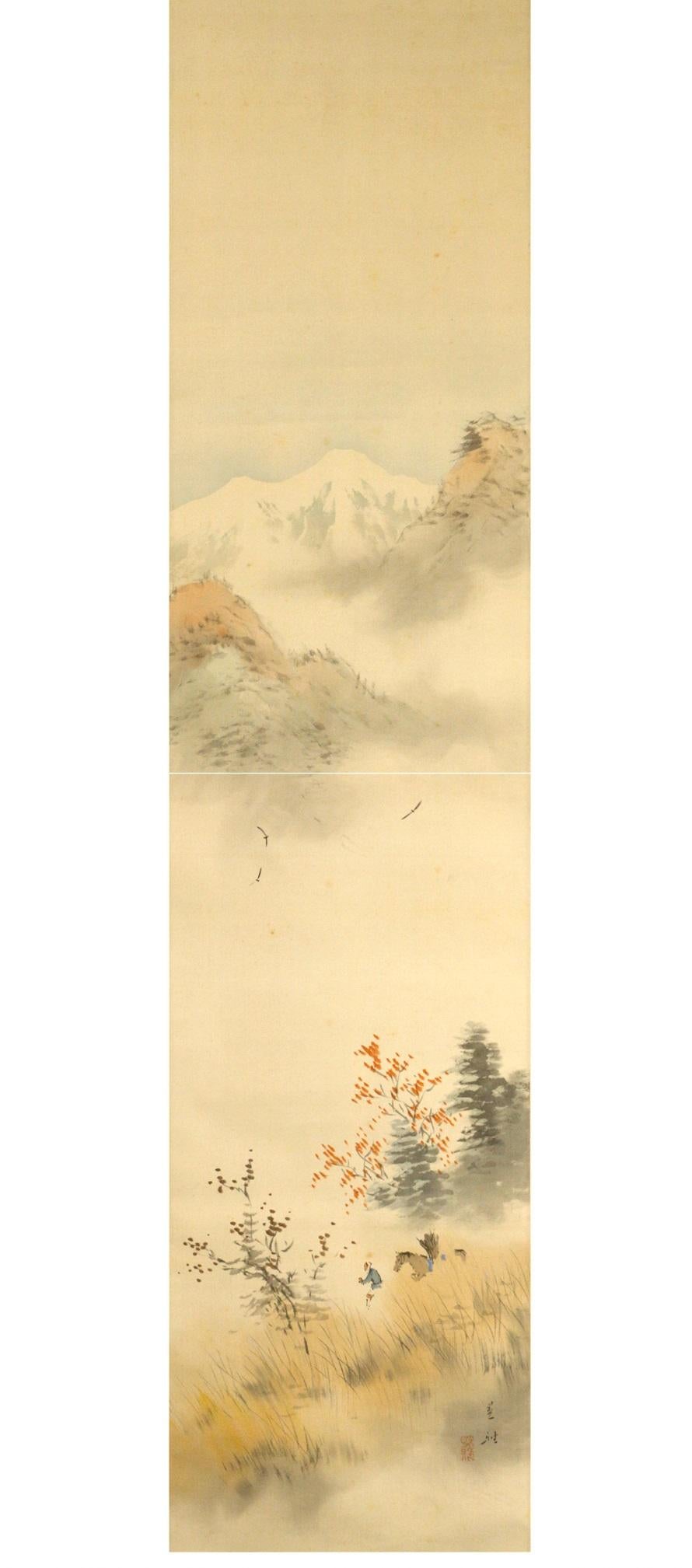 Autumn Scene Meiji Period Scroll Japan 19c Artist Marked Nihonga Style In Good Condition For Sale In Amsterdam, Noord Holland