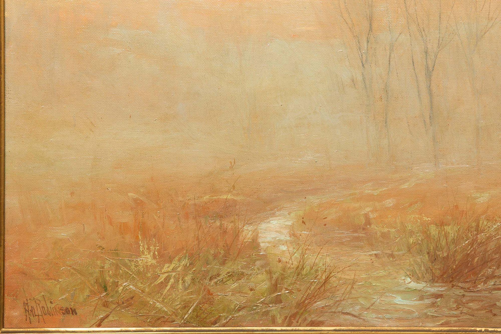 Canvas “Autumn Stream” American Tonal Impressionist Landscape Painting by Hal Robinson