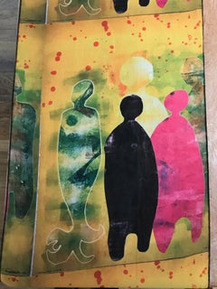 Sciarpa in chiffon Autumn Time di Melanie Yazzie contemporanea giallo rosa nero blu