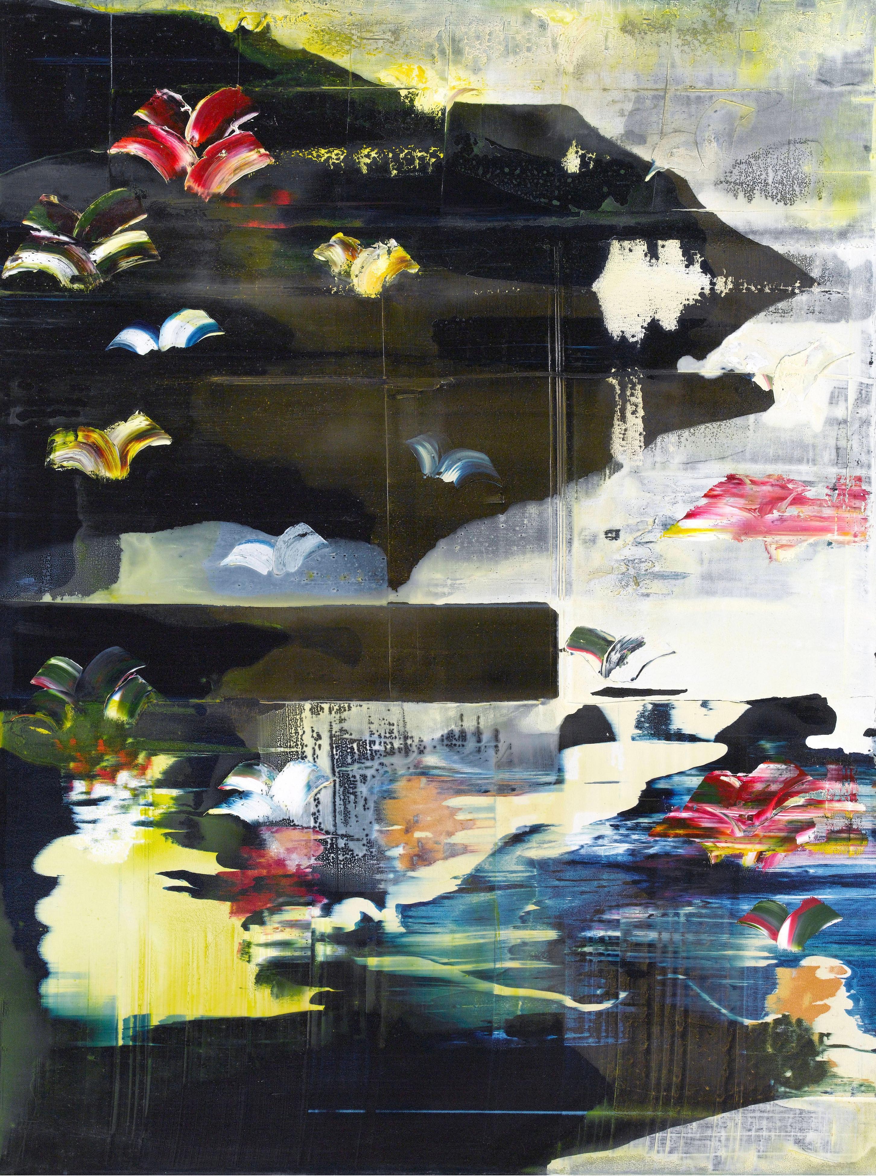 'Autumn Triptych' by British artist Jessica Zoob is a monumental work by the artist comprising three canvases each measuring H120cm x W90cm. Its impact is powerful, dynamic and energising. Even when there are storms in evidence, metaphors for the