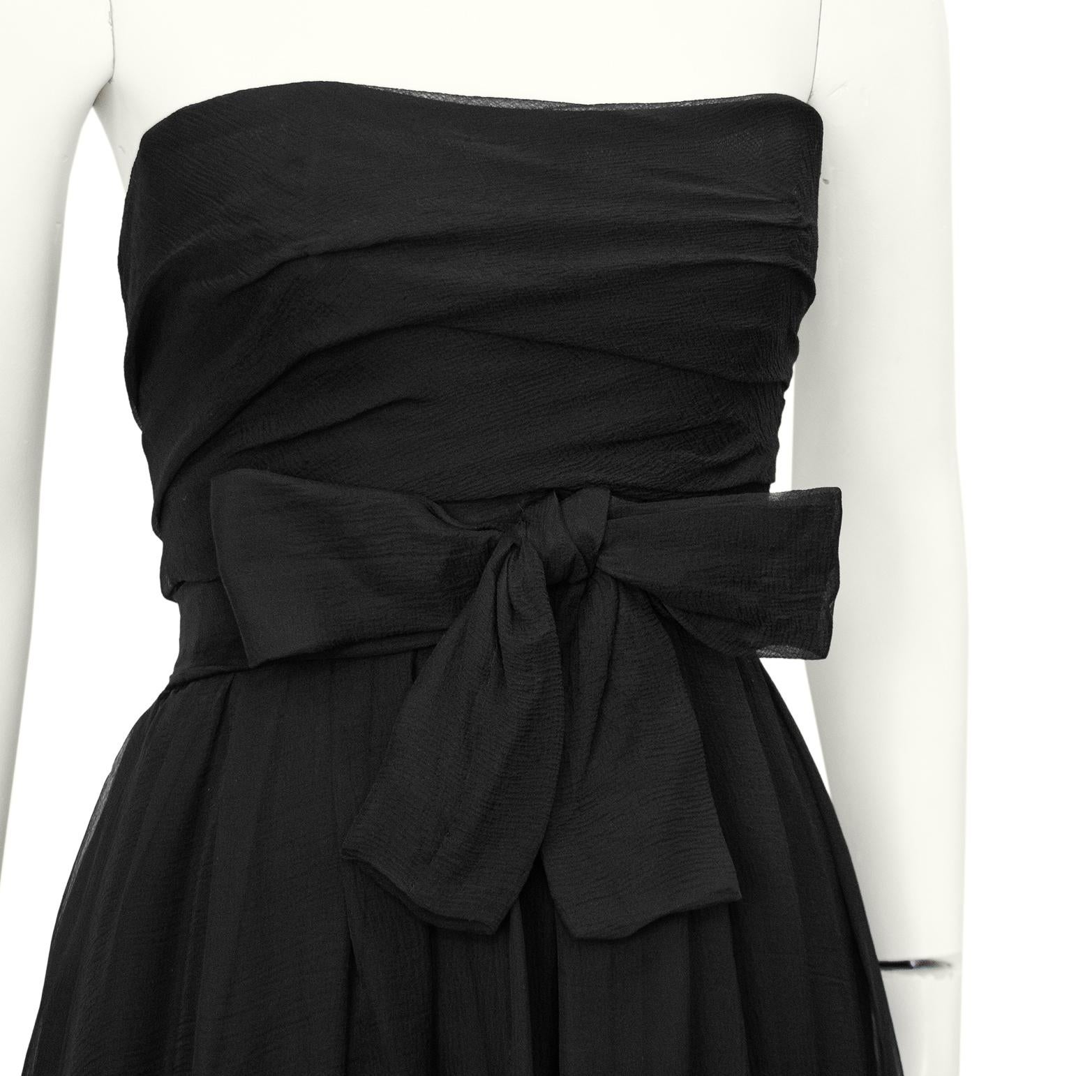Herbst/Winter 1959 Christian Dior Couture Schwarzes Seiden-Chiffon-Kleid „Bella“ aus Seide im Zustand „Gut“ im Angebot in Toronto, Ontario