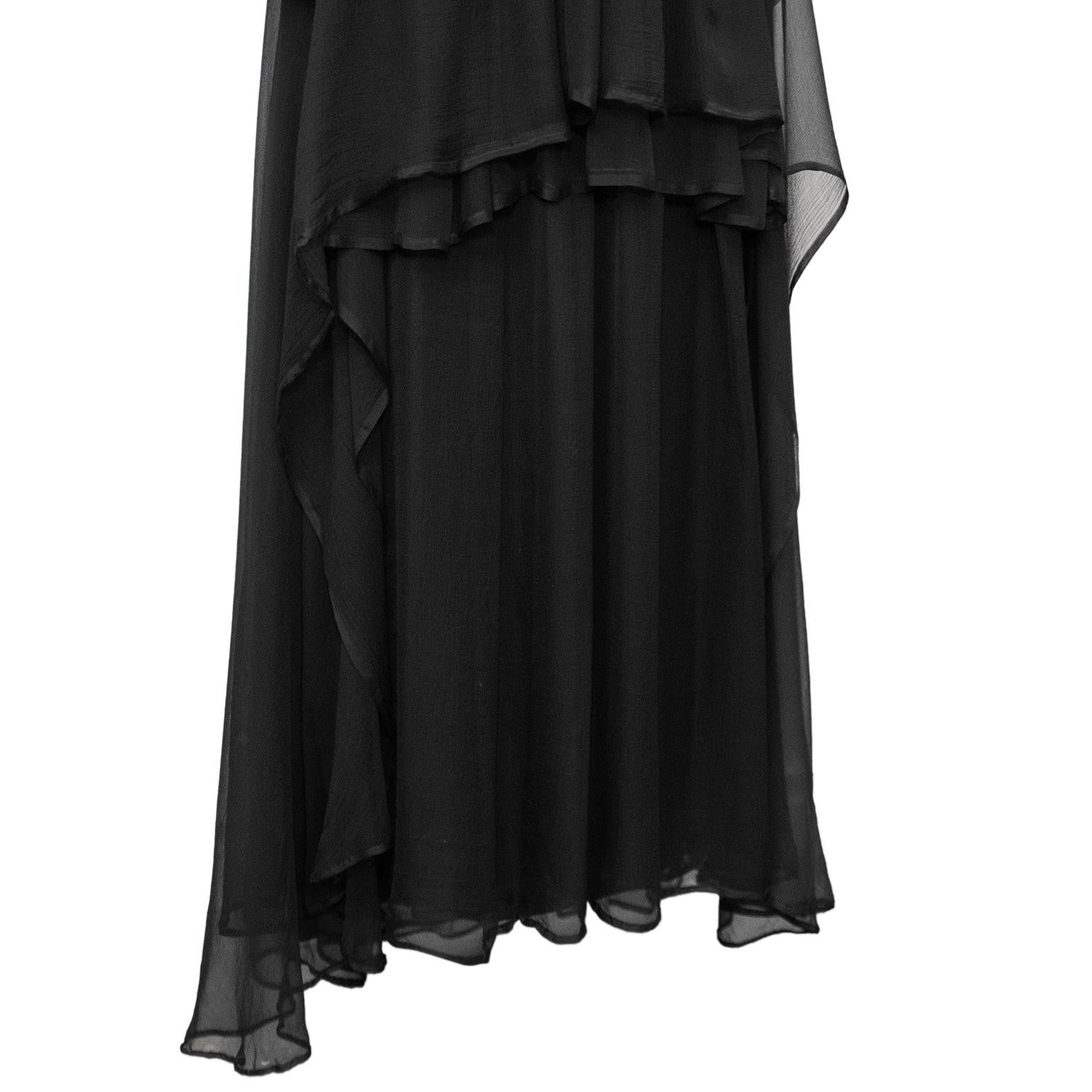 Herbst/Winter 1959 Christian Dior Couture Schwarzes Seiden-Chiffon-Kleid „Bella“ aus Seide Damen im Angebot