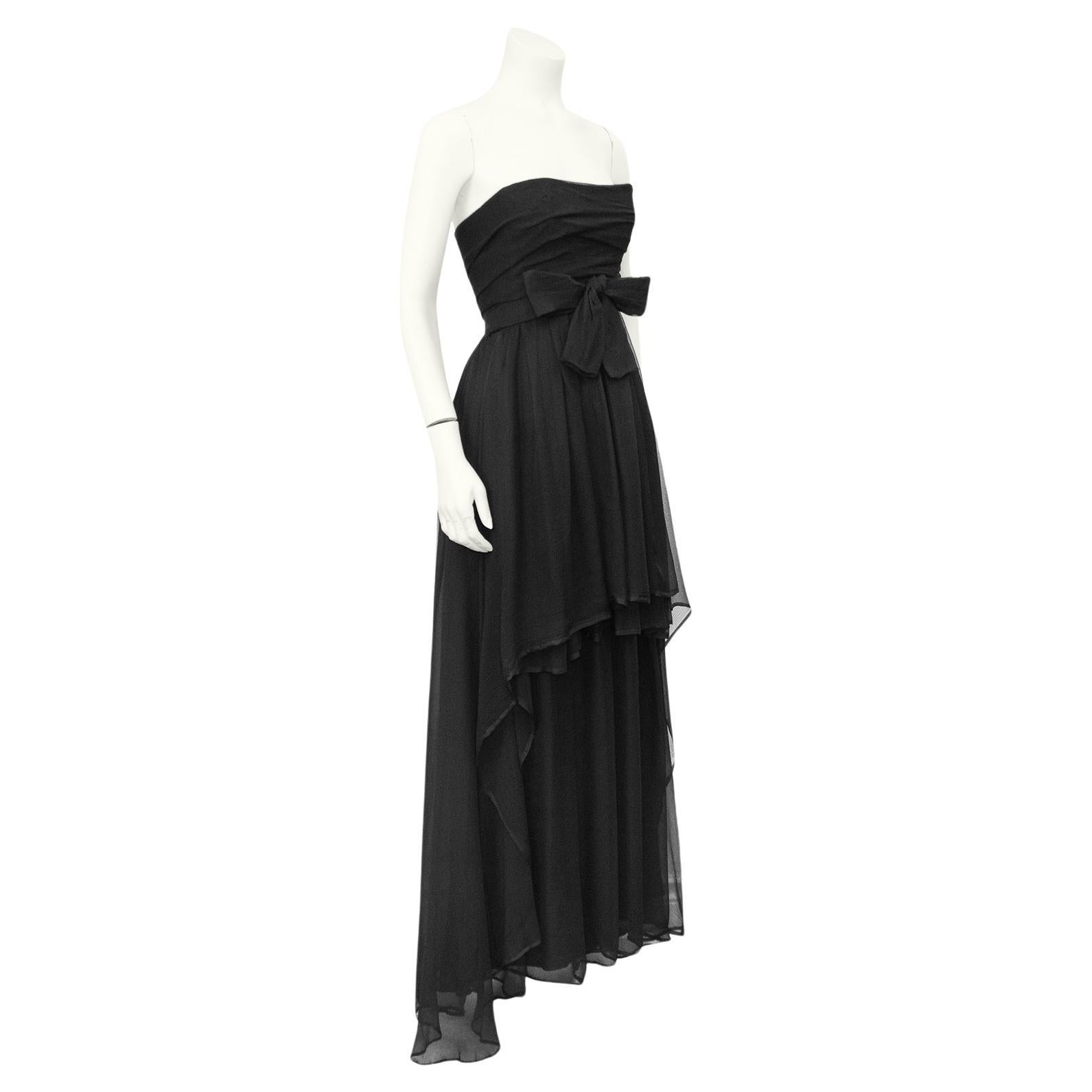 Autumn/Winter 1959 Christian Dior Couture Black Silk Chiffon "Bella" Gown For Sale