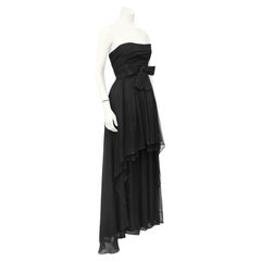 Retro Autumn/Winter 1959 Christian Dior Couture Black Silk Chiffon "Bella" Gown
