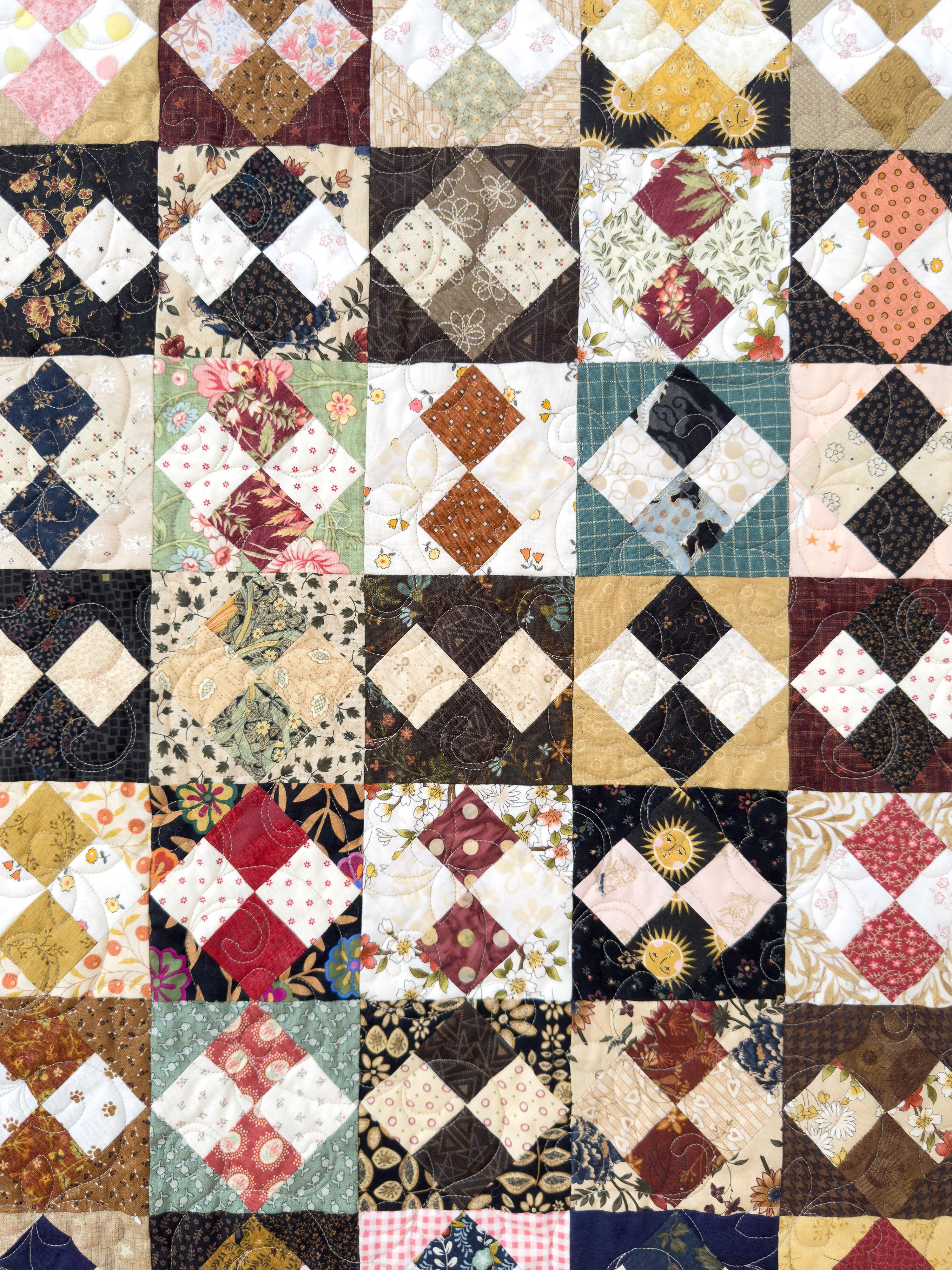 Colcha de patchwork otoñal hecha a mano, Revestimiento de lana, Colchas Tra-La-La Bohemio en venta