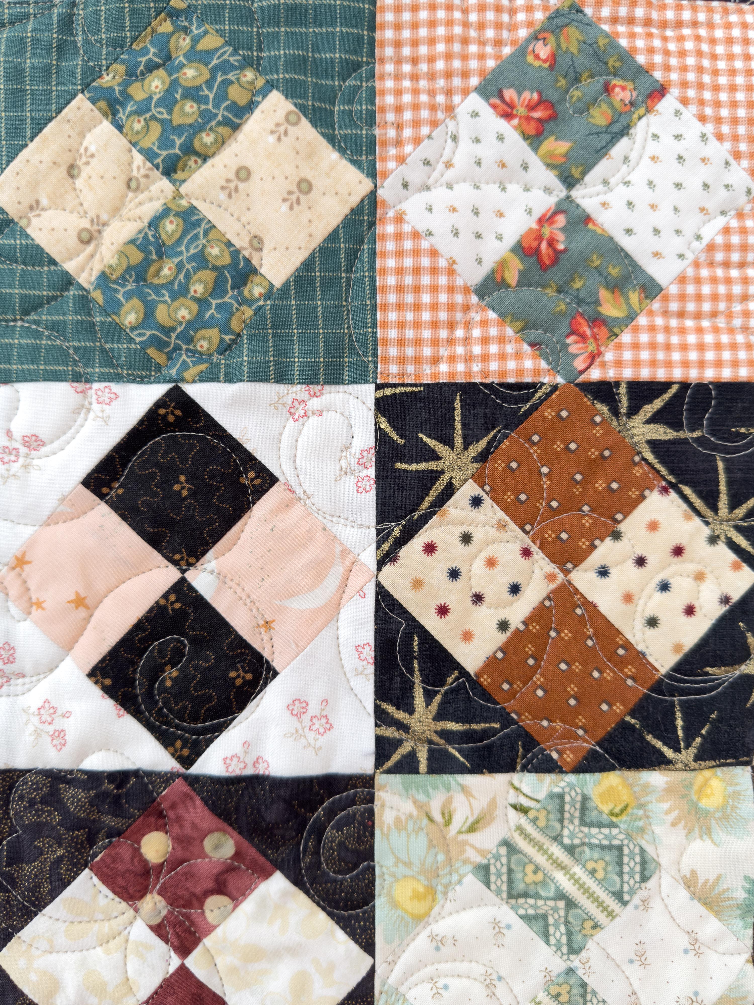 Colcha de patchwork otoñal hecha a mano, Revestimiento de lana, Colchas Tra-La-La Británico en venta