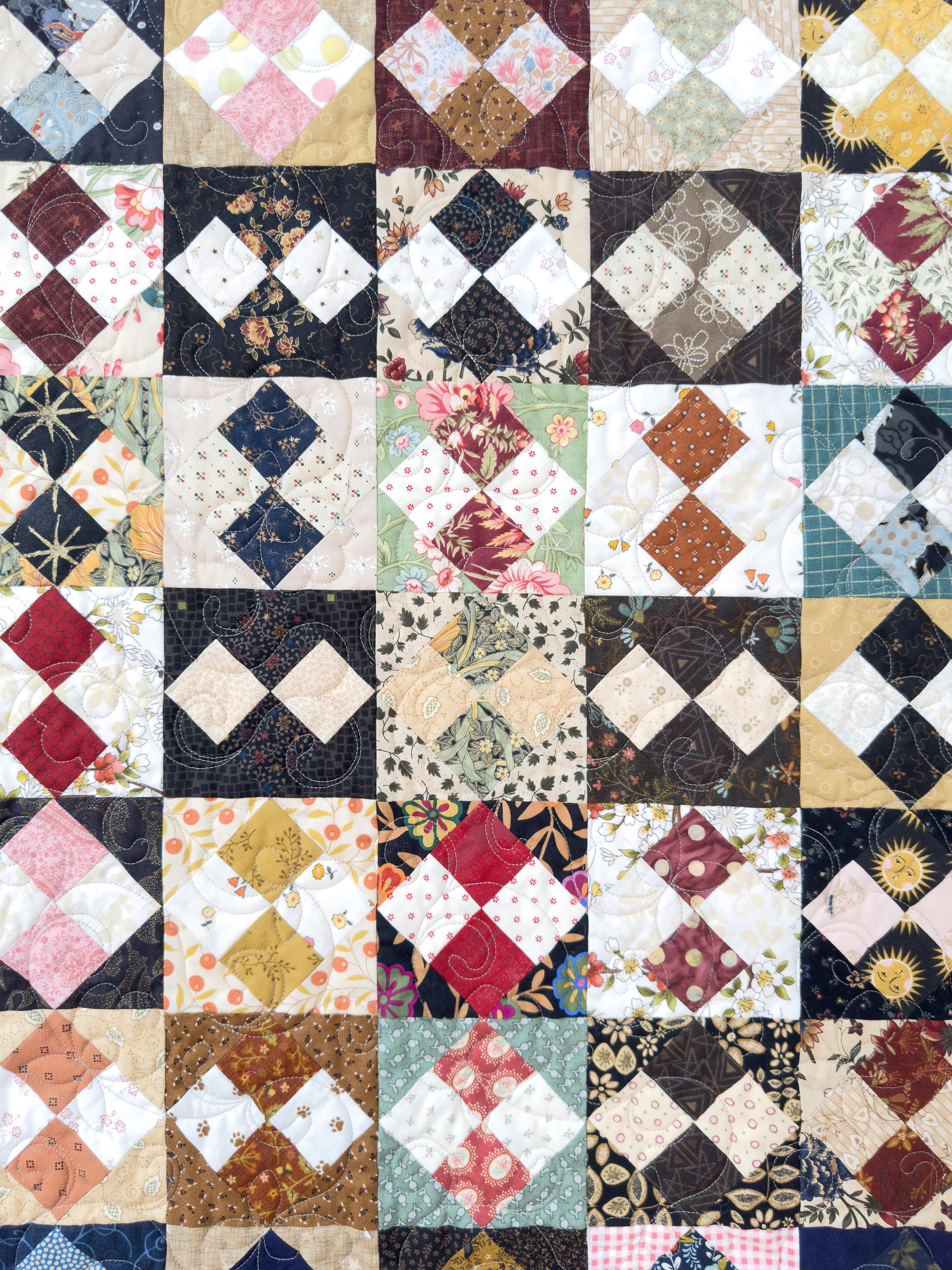 Colcha de patchwork otoñal hecha a mano, Revestimiento de lana, Colchas Tra-La-La Hecho a mano en venta